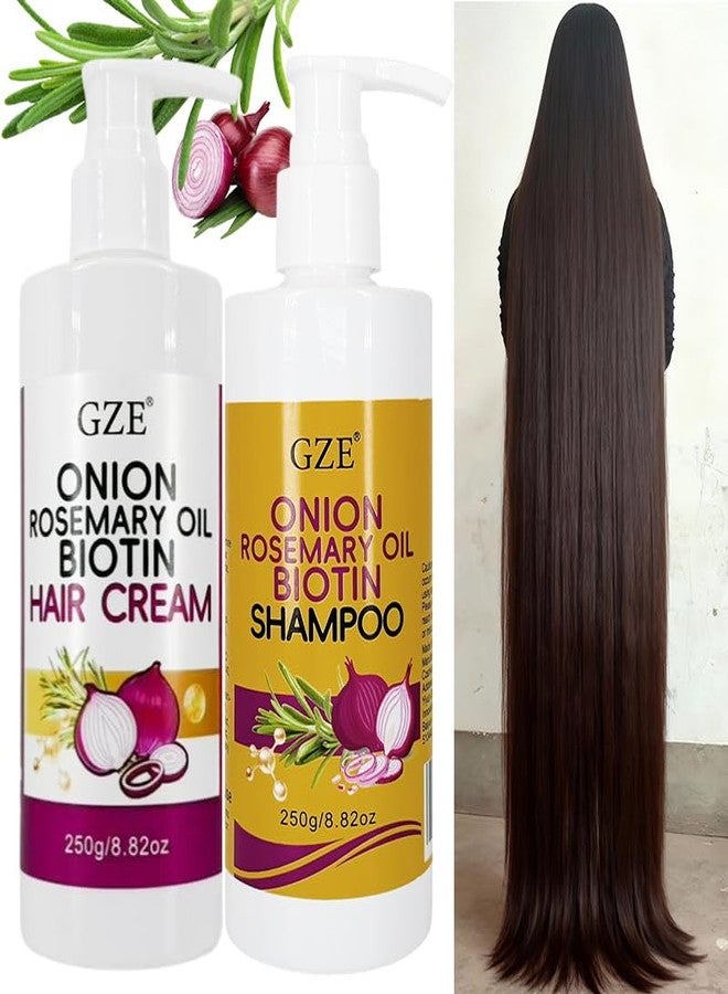 GZE Onion Rosemary Biotin Shampoo & Hair Cream Set (2 Pack) - for Hair Growth, Hair Loss Control, Damaged Hair Repair - with Onion Oil, Rosemary Oil & Biotin - 250g x 2 - Image 4